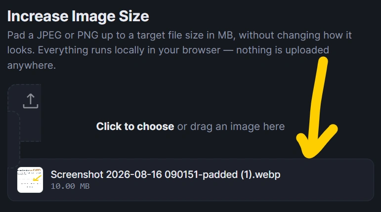 Increase Image Size in MB