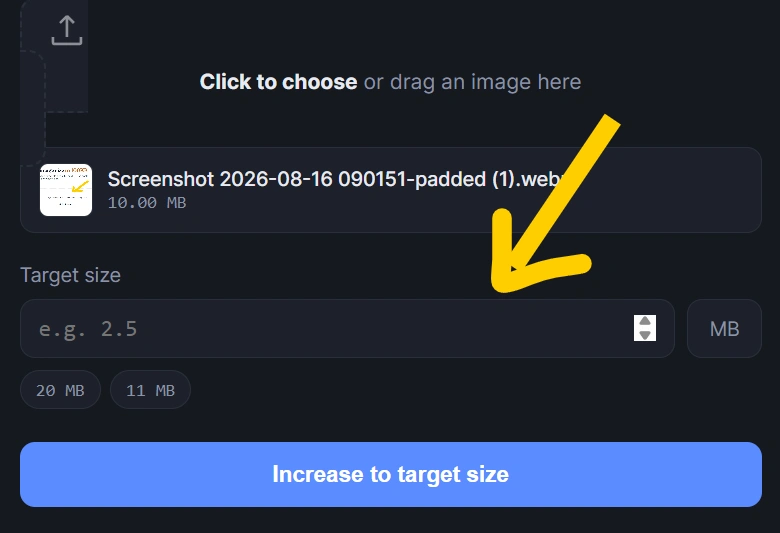Increase Image Size in MB