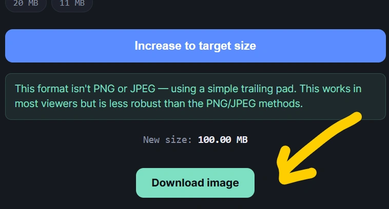 Increase Image Size in MB