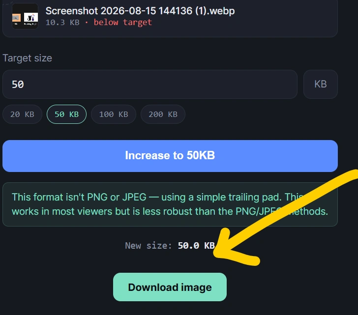 Increase Image Size to 50KB