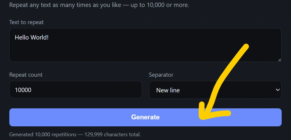text repeater 10000 times