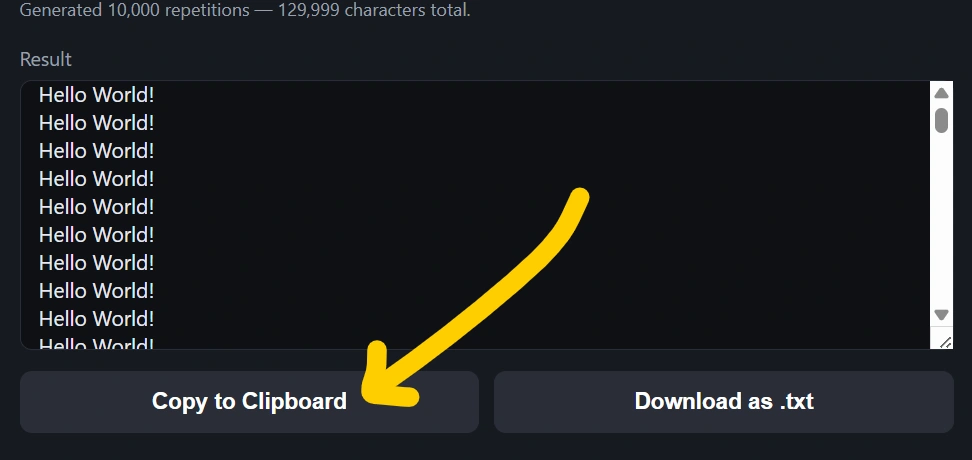 text repeater 10000 times