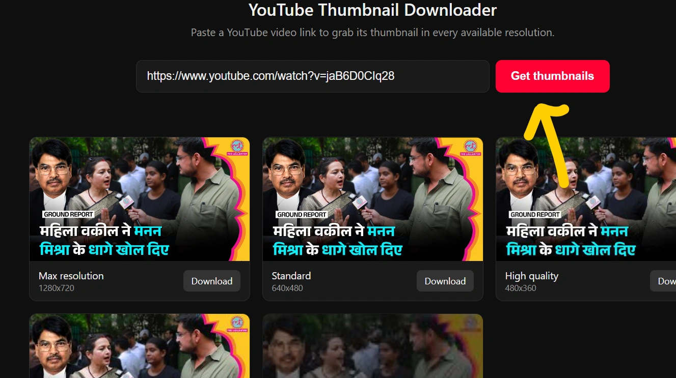 youtube thumbnail downloader