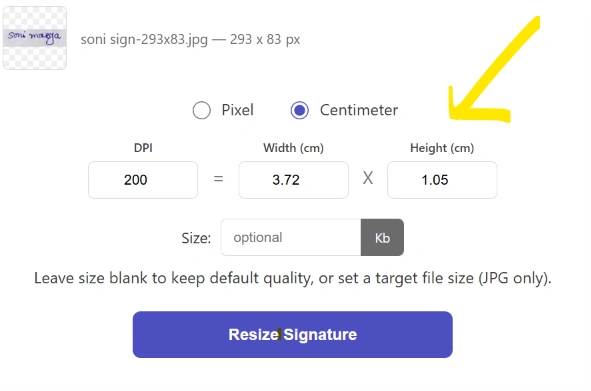 Resize Signature
