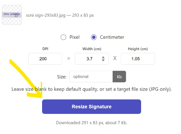 Resize Signature